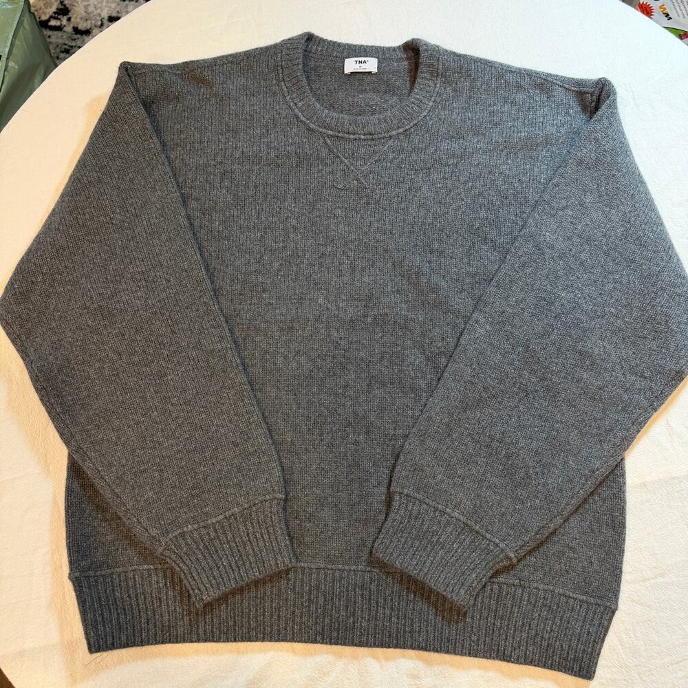 Aritzia Finney Extra-fine merino wool crewneck grey gray sweater